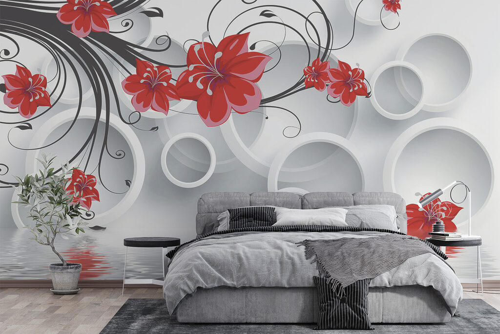 Flores vermelhas sobre água — interior 3