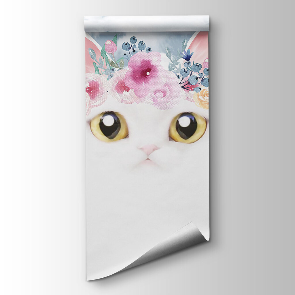 Gatinho branco sobre nuvens — vista do produto