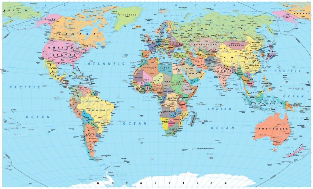 Mapa do mundo colorido — design completo