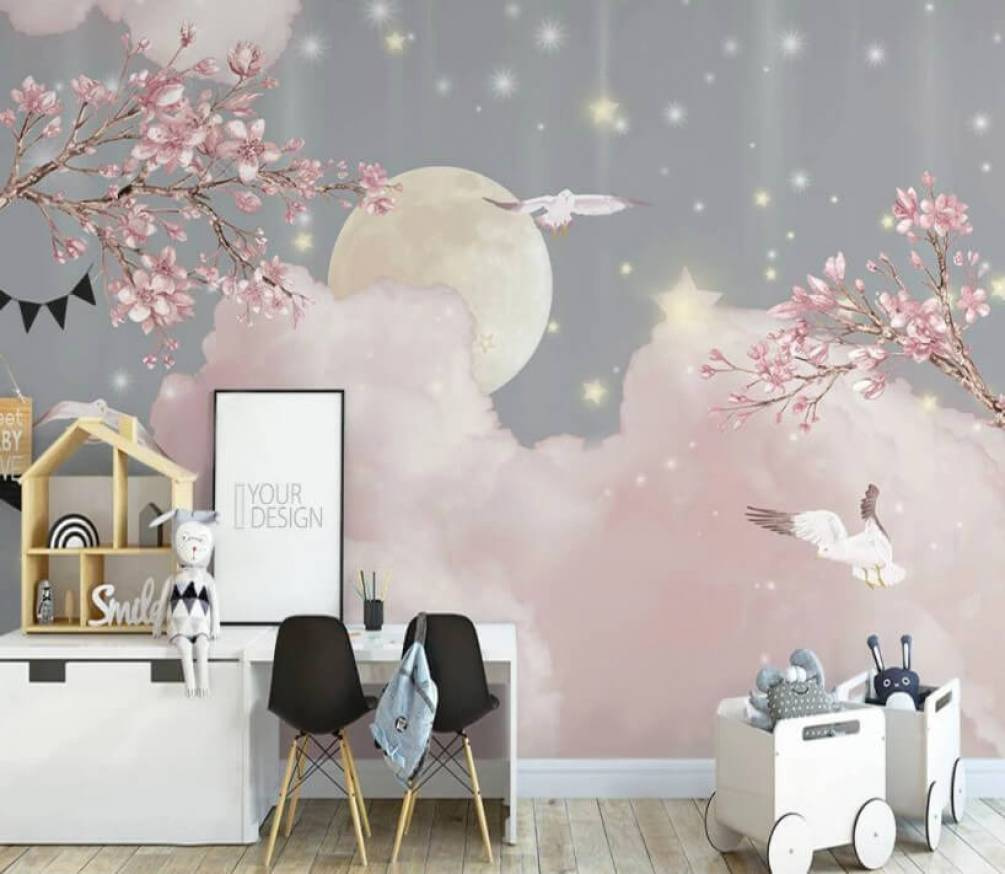 Aves sobre nuvens rosa — interior 1