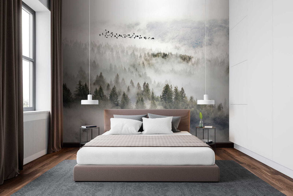 Aves sobre copas nevoentas — interior 2