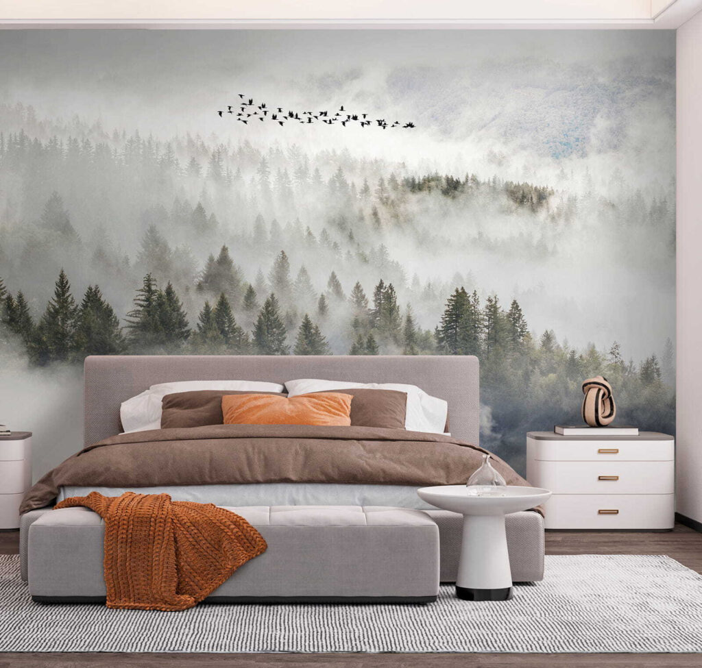 Aves sobre copas nevoentas — interior 5
