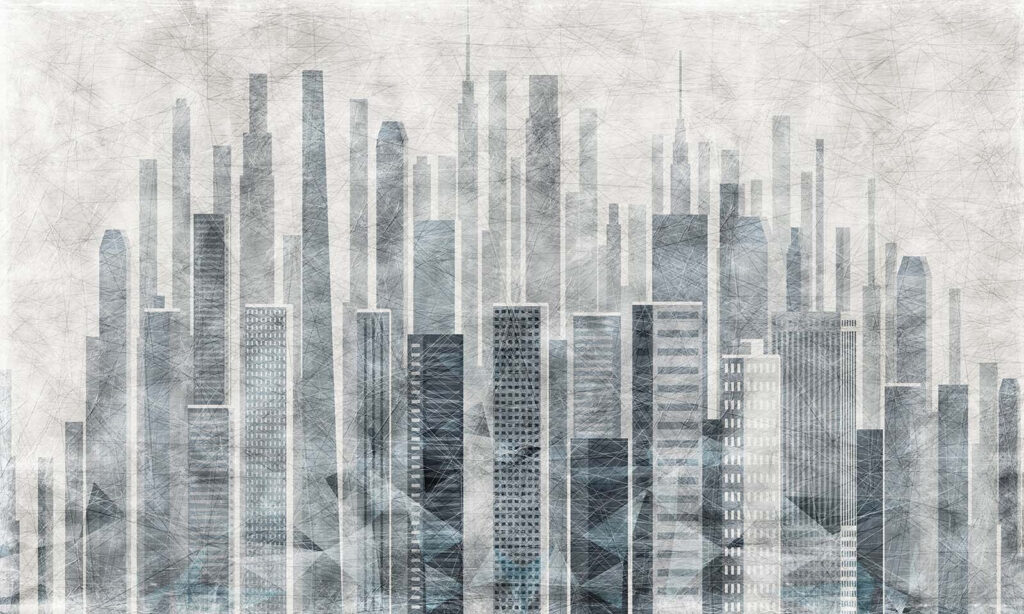 Cidade em tons cinzentos — design completo