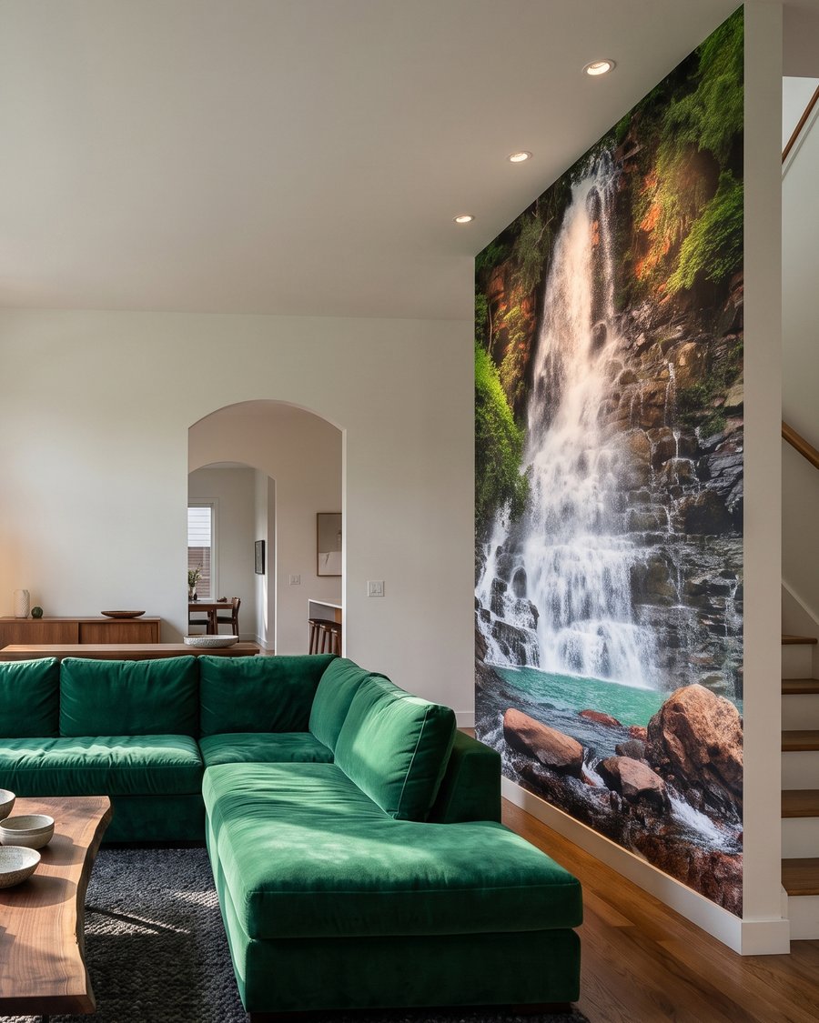 Cascata entre rochas escuras — interior 2