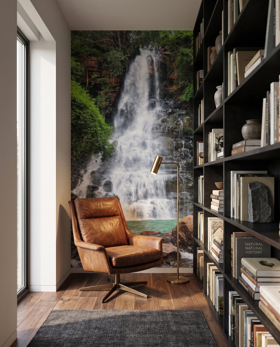 Cascata entre rochas escuras — interior 5