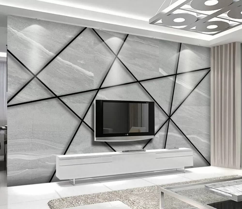 Linhas pretas sobre cinzento num interior