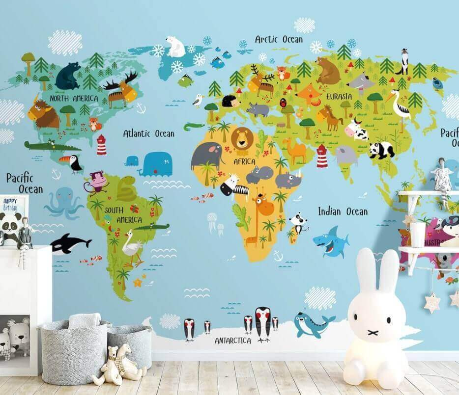 Animais no mapa-mundo — interior 1