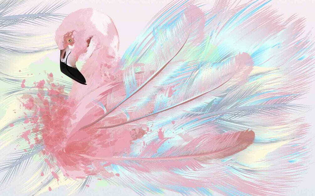 Flamingo em faixas pastel — design completo