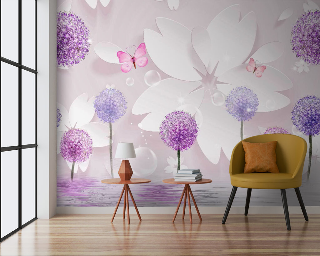 Flores redondas entre borboletas — interior 3