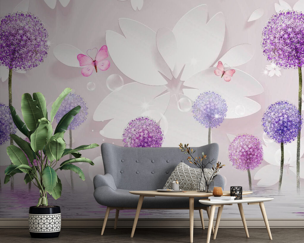 Flores redondas entre borboletas — interior 1