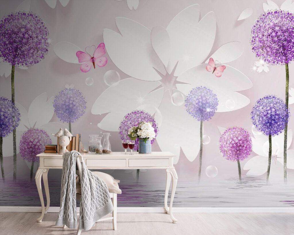 Flores redondas entre borboletas — interior 4