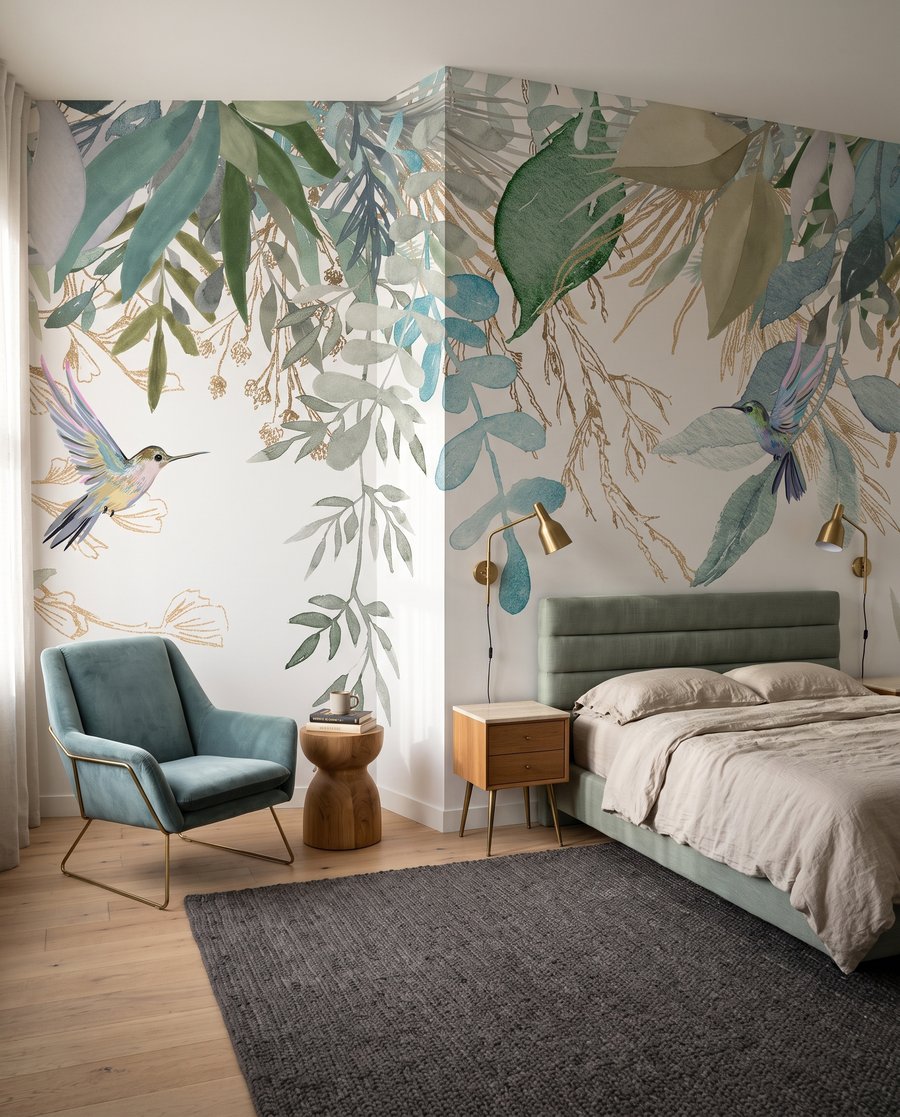 Moldura de folhas num interior