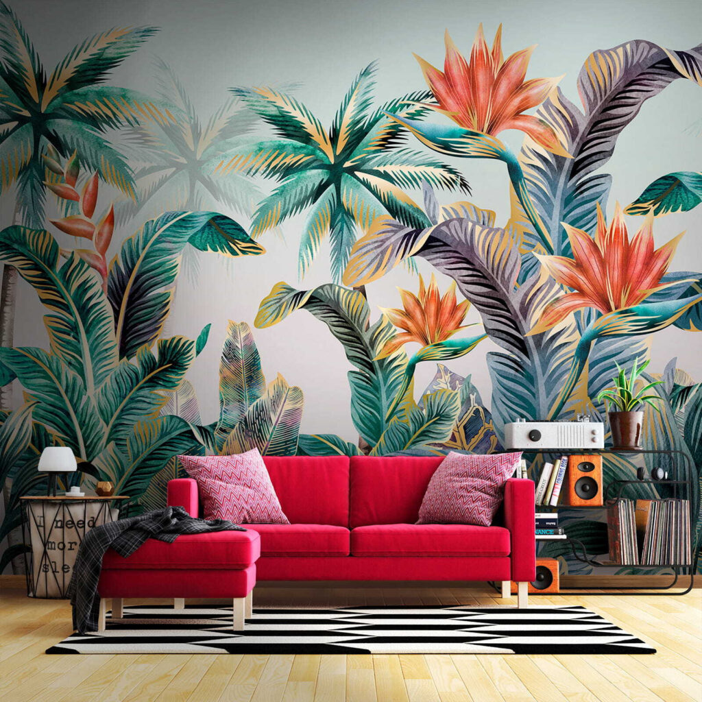 Folhas tropicais e flores — interior 2