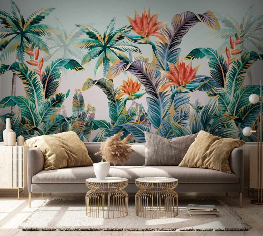Folhas tropicais e flores — interior 3