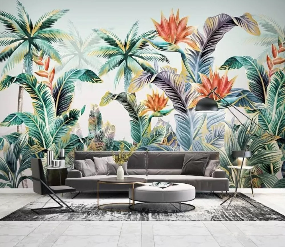 Folhas tropicais e flores — interior 1