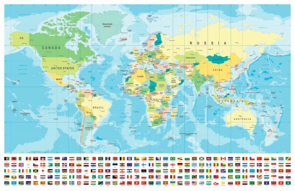 Mapa com bandeirinhas — design completo