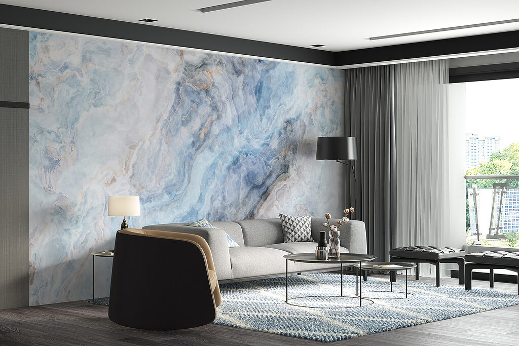 Veios azuis sobre branco — interior 3