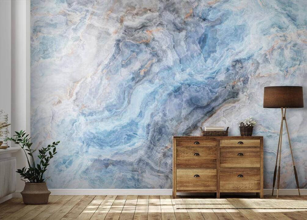 Veios azuis sobre branco — interior 2