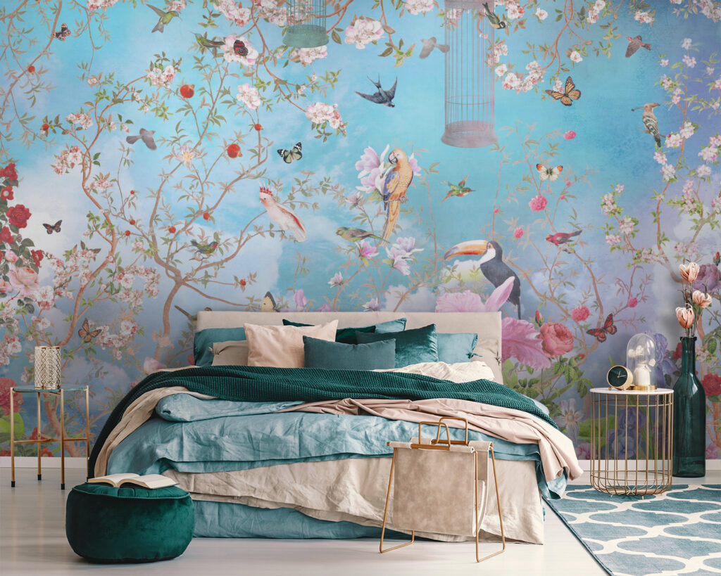 Jardim floral com aves — interior 2