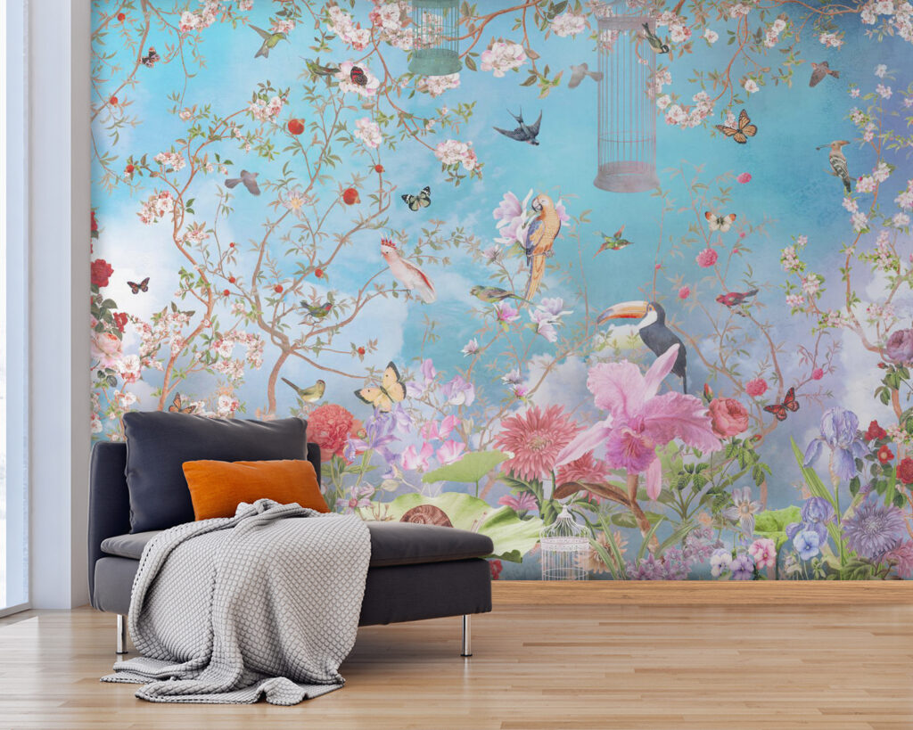 Jardim floral com aves — interior 4