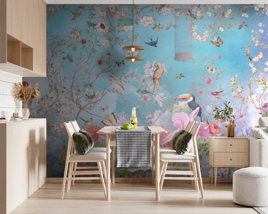Jardim floral com aves — interior 5
