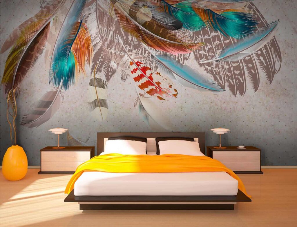 Penas coloridas a cair — interior 5