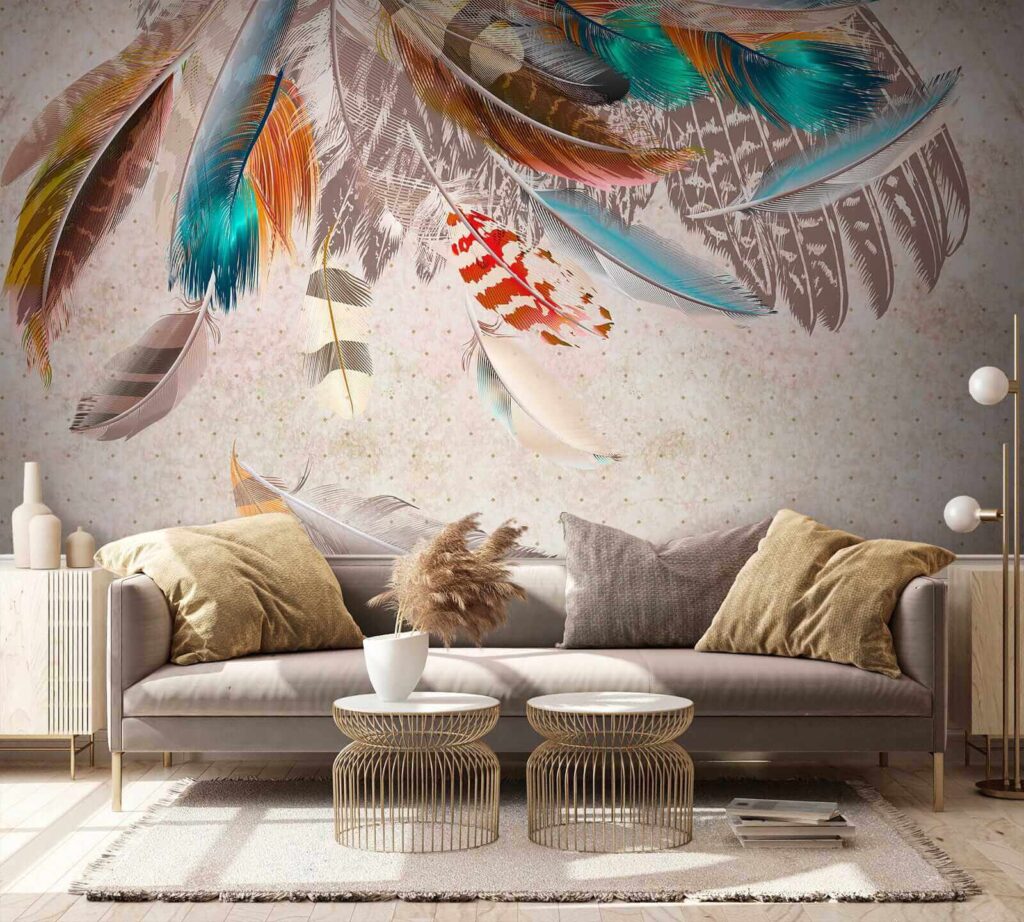 Penas coloridas a cair — interior 7