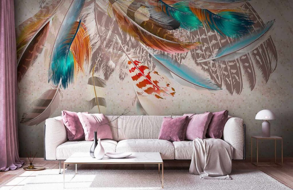 Penas coloridas a cair — interior 8
