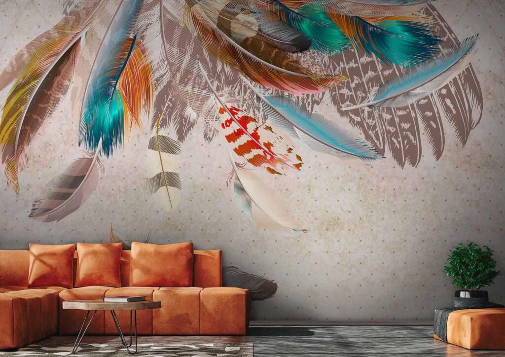 Penas coloridas a cair — interior 9