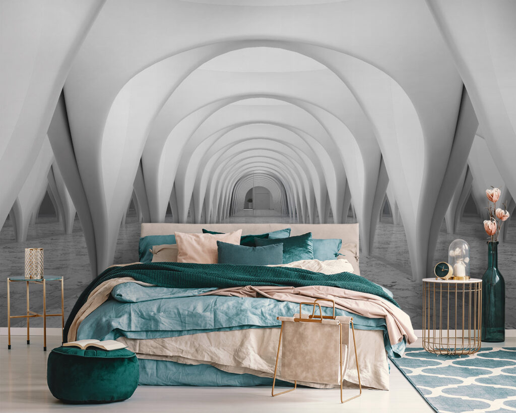 Arcos brancos num corredor — interior 2