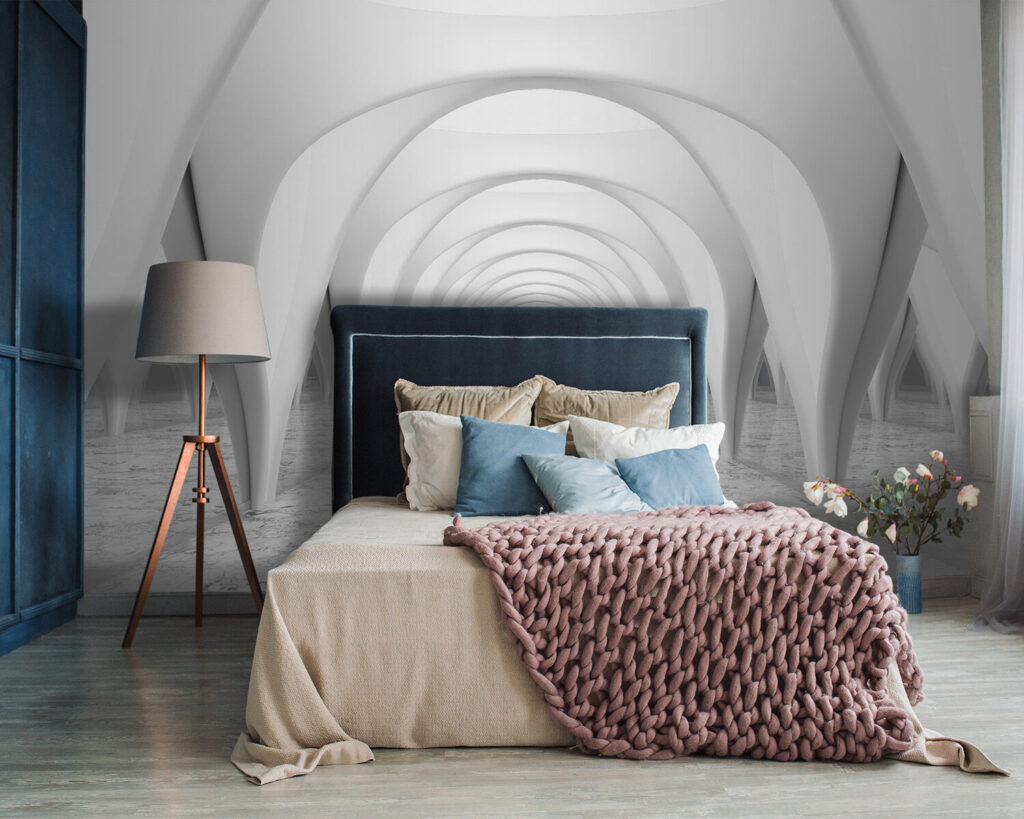 Arcos brancos num corredor — interior 3