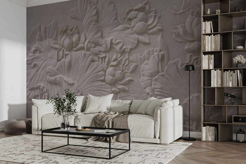 Flores em relevo pálido — interior 2
