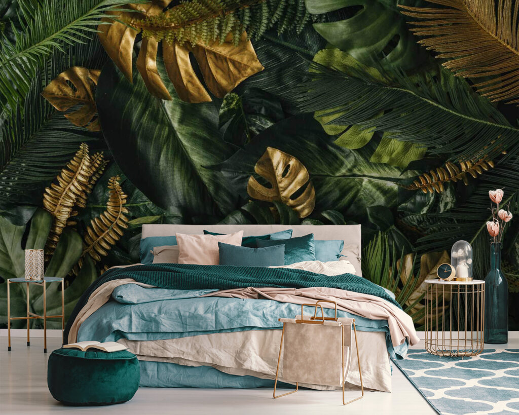 Folhas tropicais em verde-escuro — interior 2