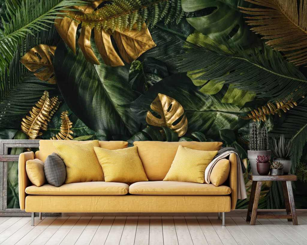 Folhas tropicais em verde-escuro — interior 3
