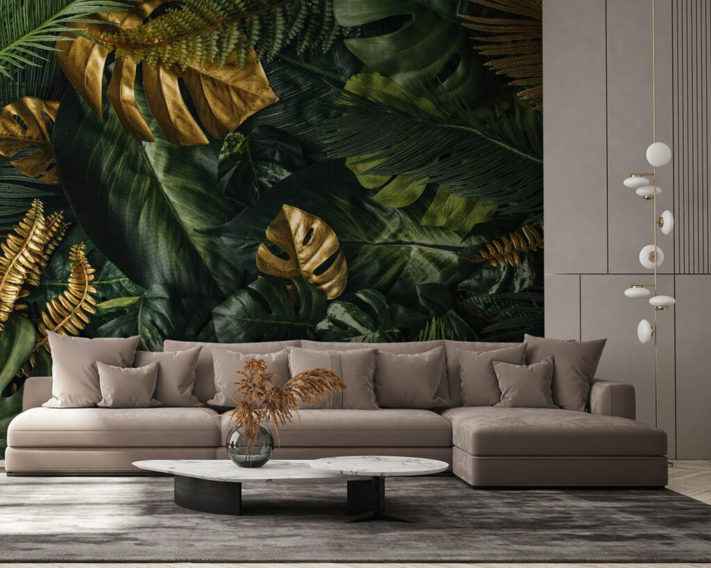 Folhas tropicais em verde-escuro — interior 4