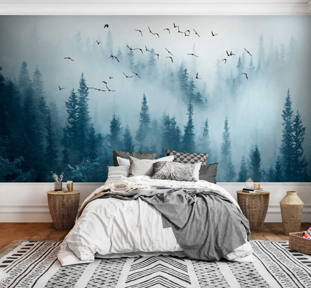 Voo sobre bosque azul — interior 3
