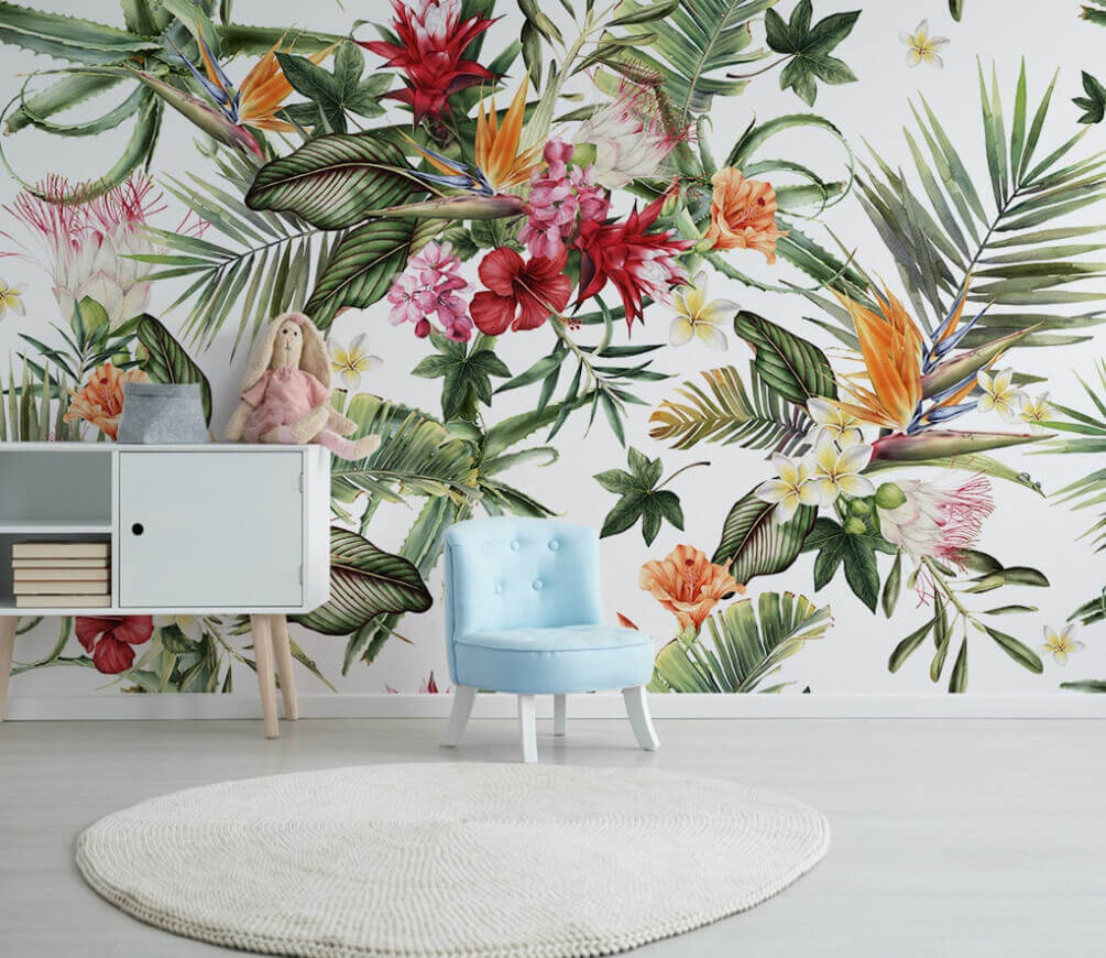 Jardim tropical sobre branco — interior 1