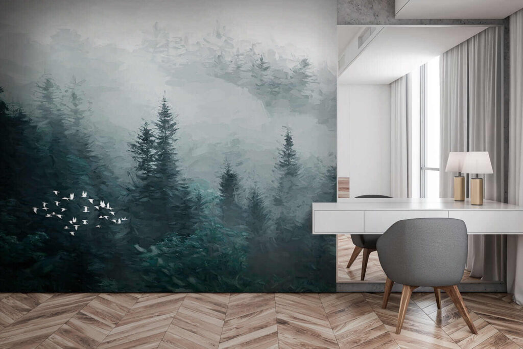 Aves entre pinheiros — interior 4