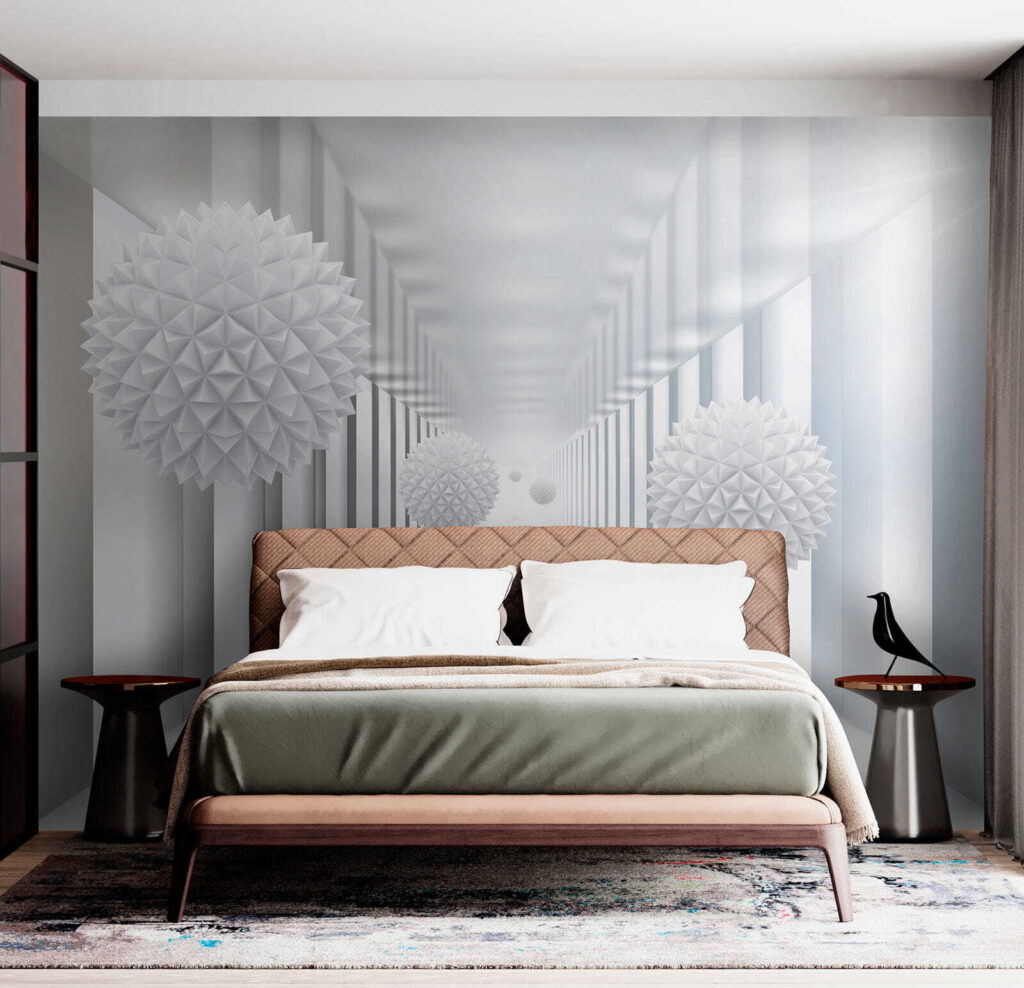 Esferas facetadas num corredor — interior 4
