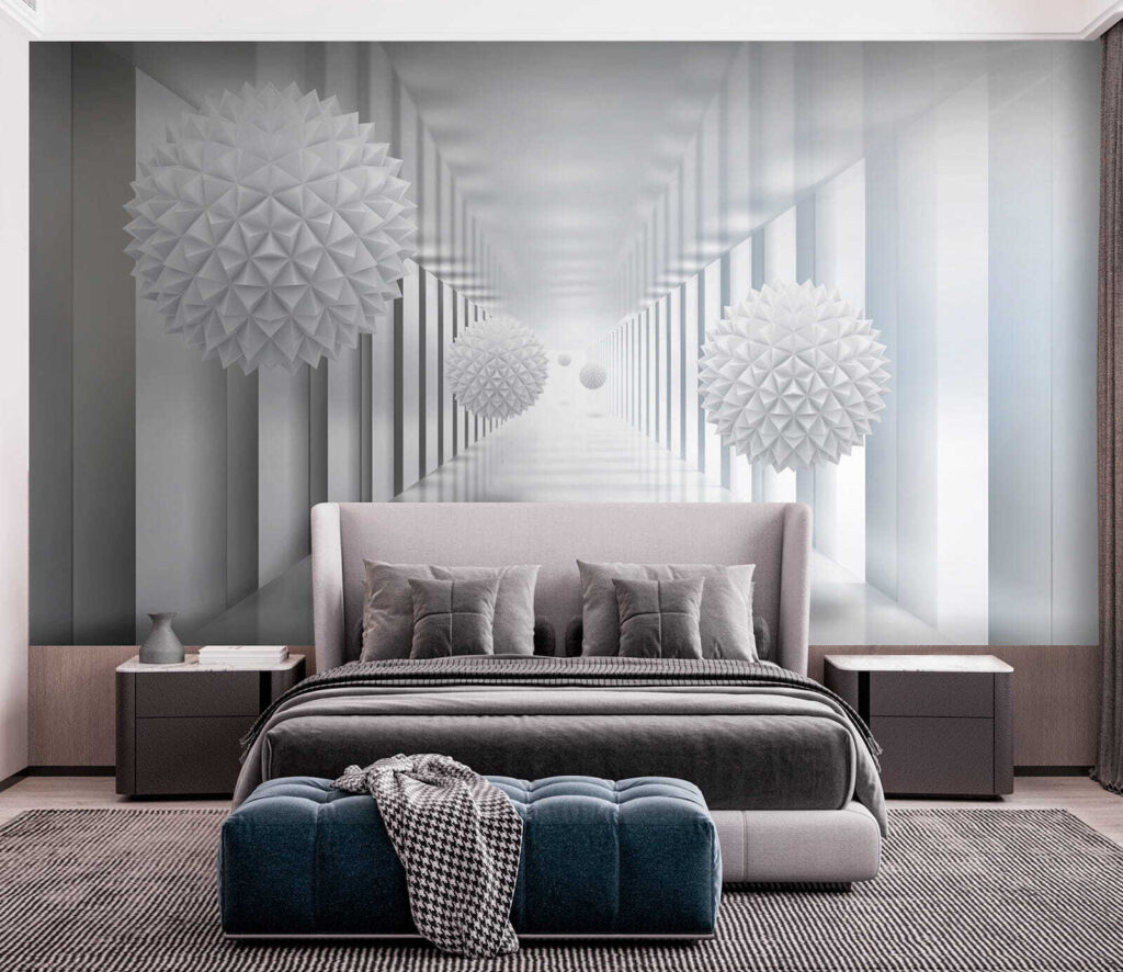 Esferas facetadas num corredor — interior 5
