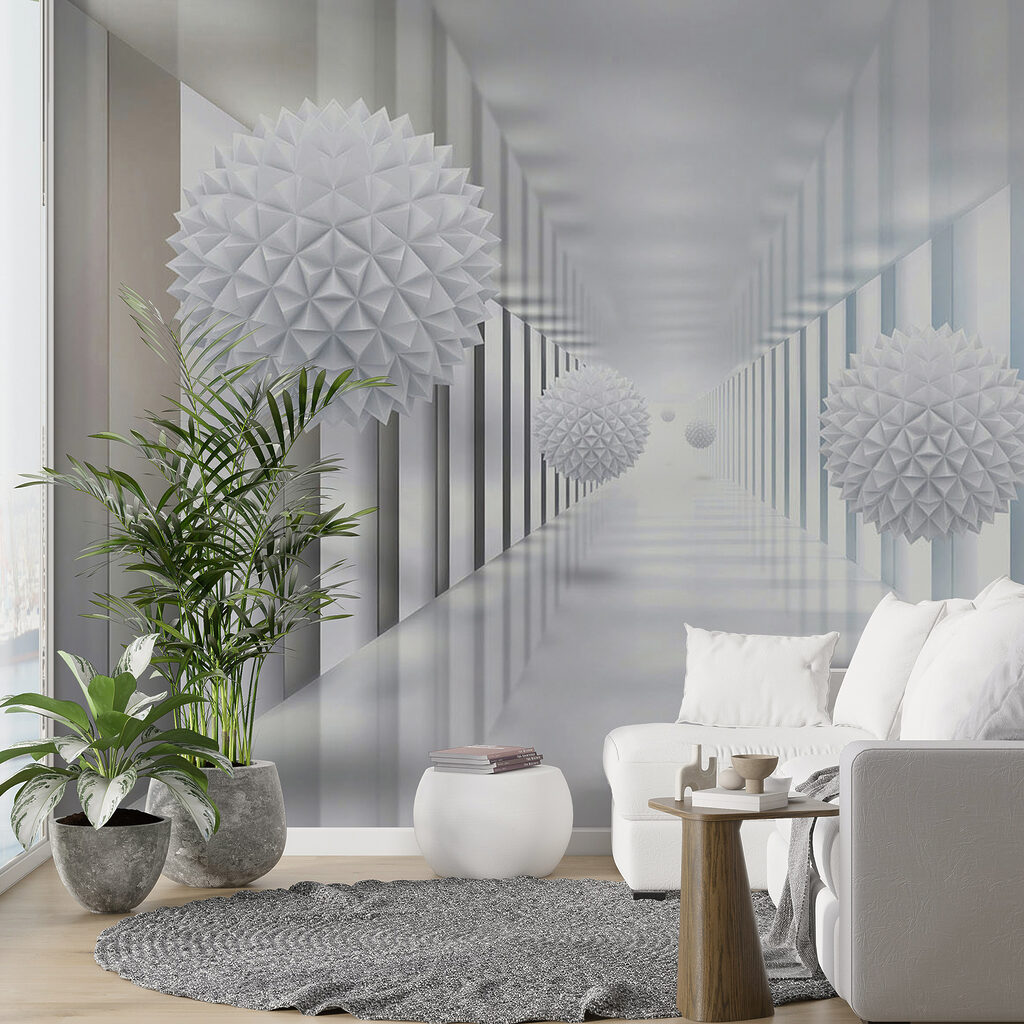 Esferas facetadas num corredor — interior 10