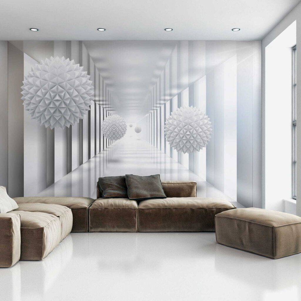 Esferas facetadas num corredor — interior 7