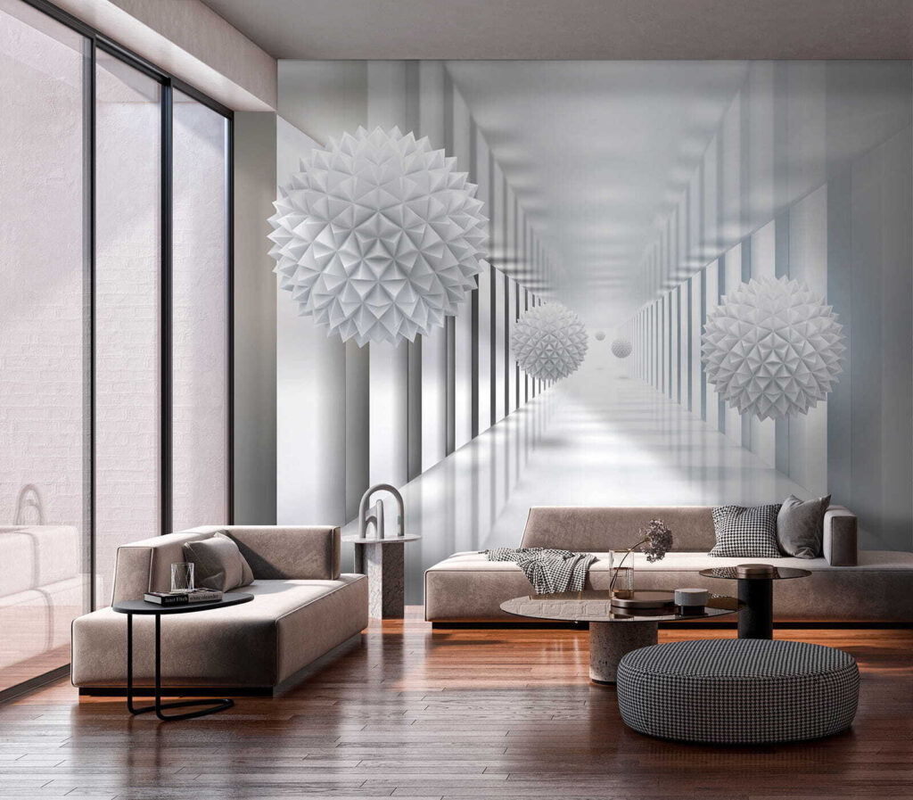 Esferas facetadas num corredor — interior 8