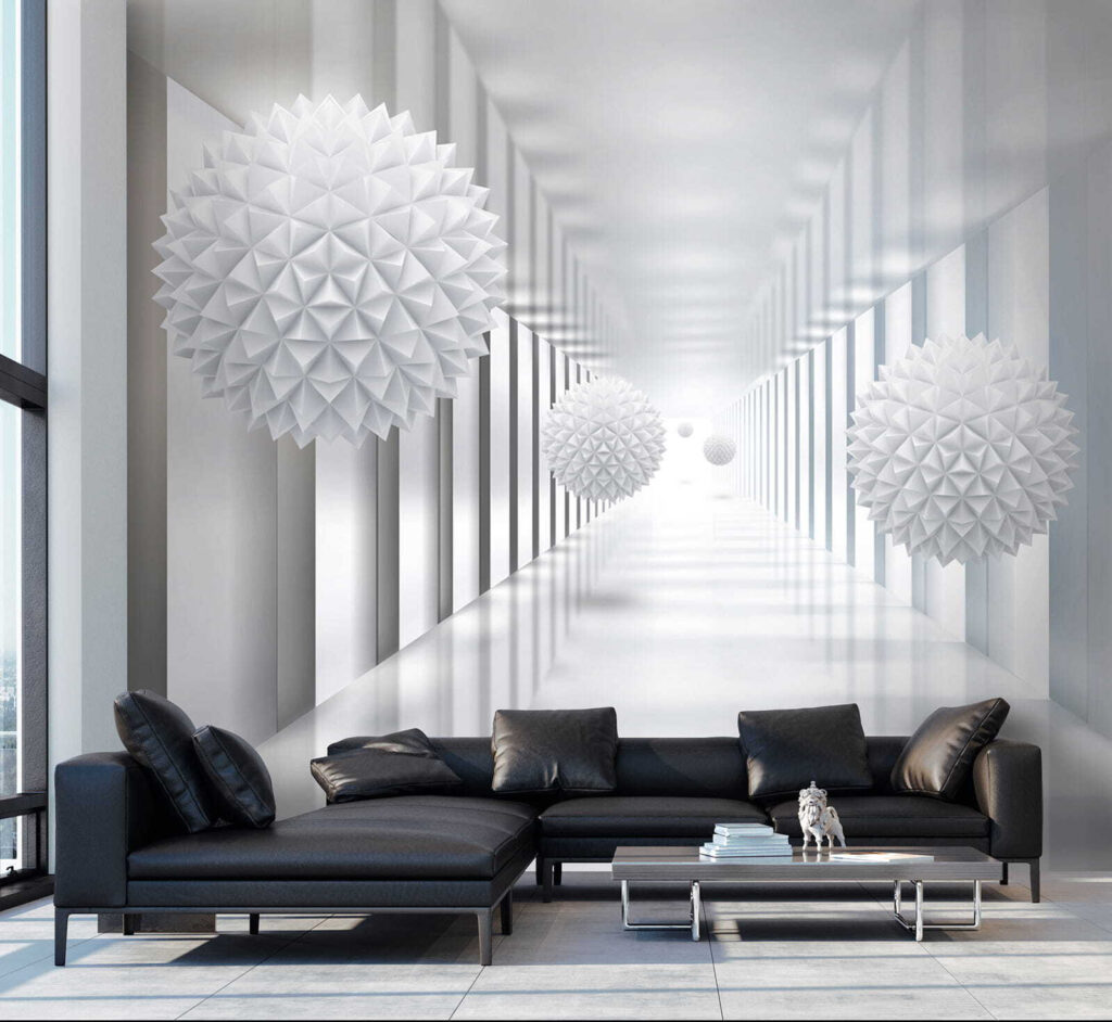 Esferas facetadas num corredor — interior 9