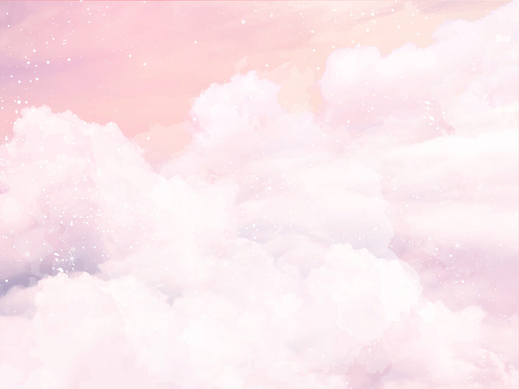 Nuvens cor-de-rosa com brilhos — design completo