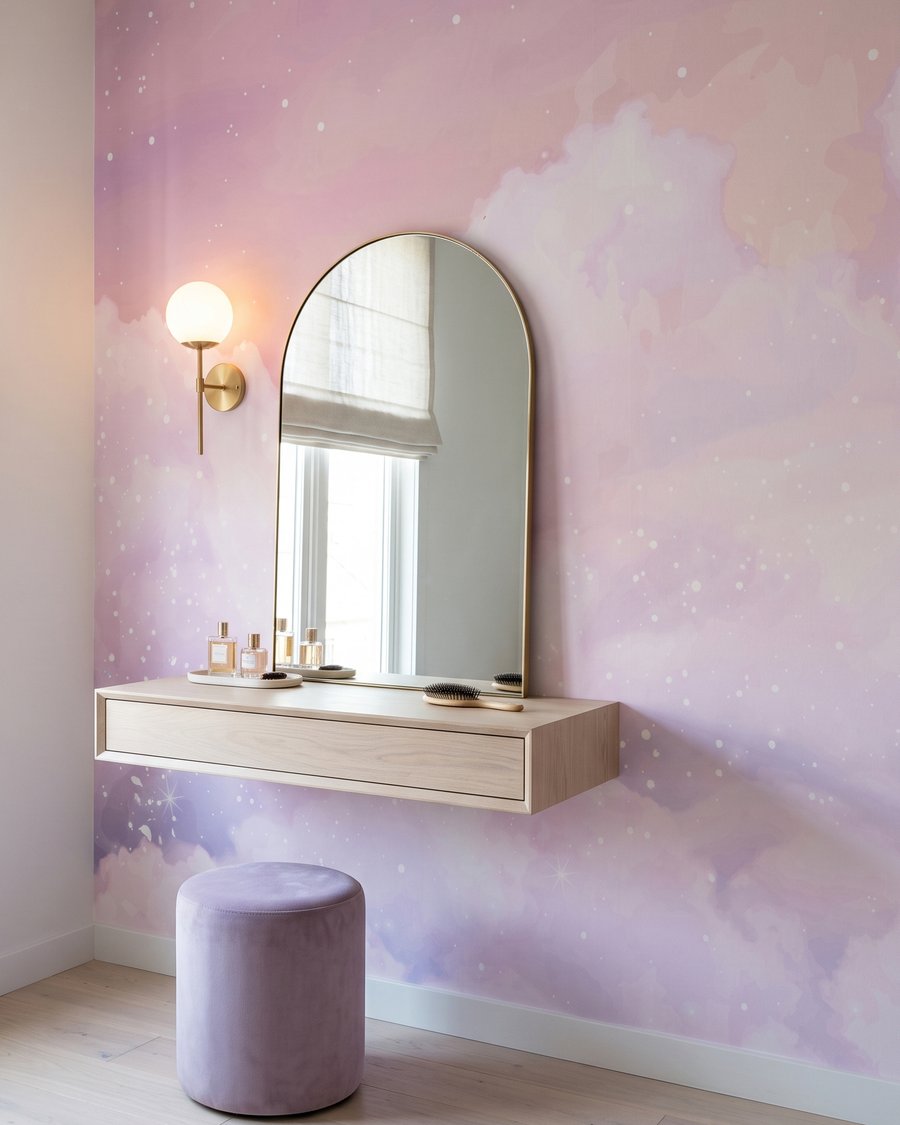 Nuvens cor-de-rosa com brilhos — interior 3