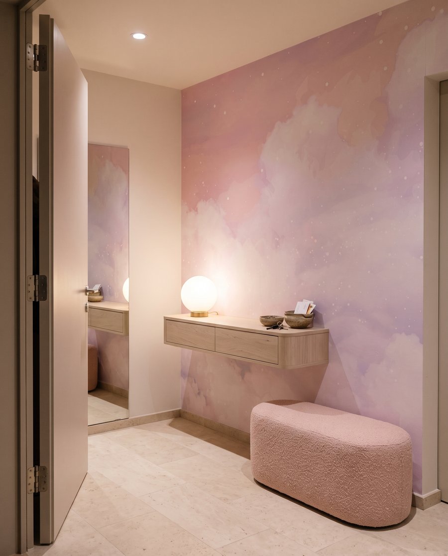 Nuvens cor-de-rosa com brilhos — interior 4