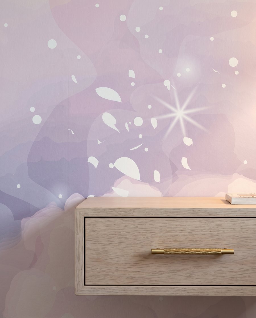 Nuvens cor-de-rosa com brilhos — detalhe