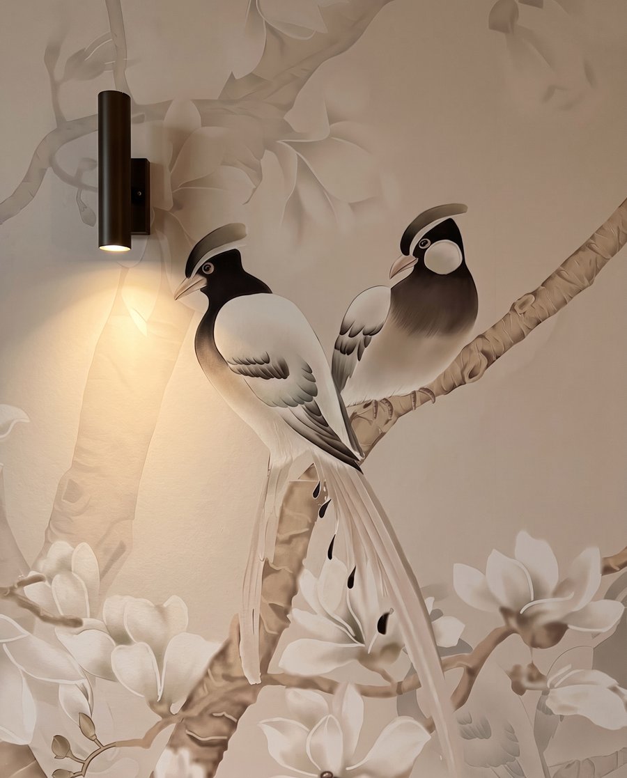 Aves em flor branca — detalhe