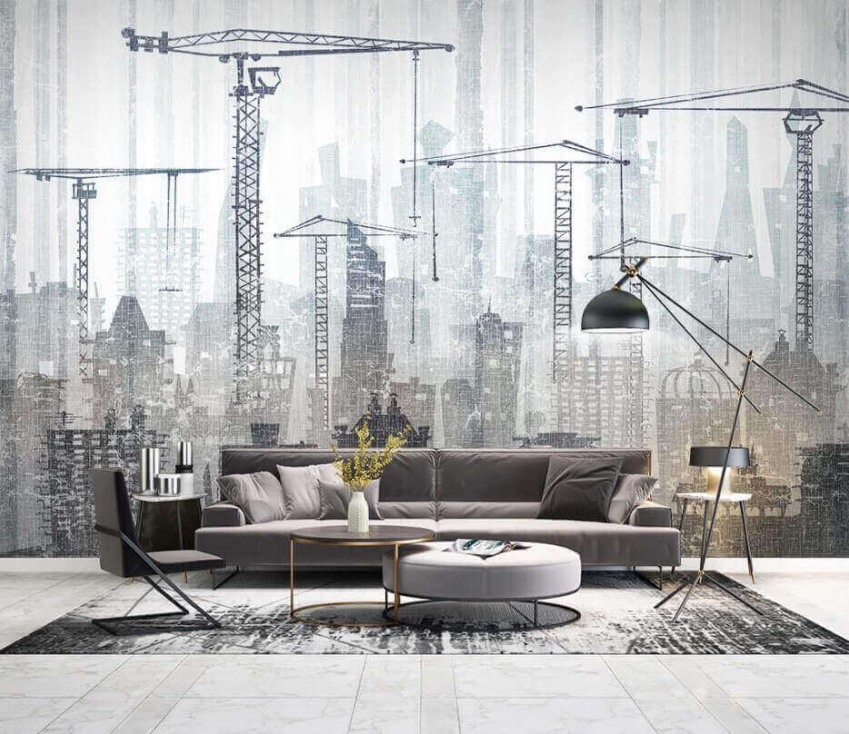 Cidade em construção num interior